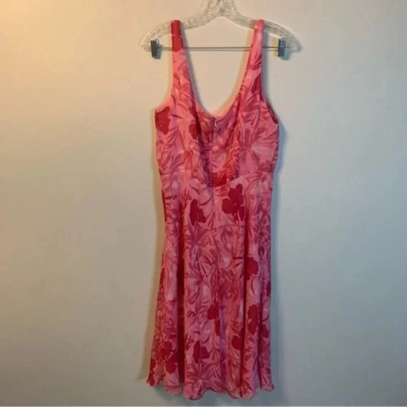 Adrianna Papell 100% Silk Pink Floral Midi Dress 14 - Picture 3 of 7